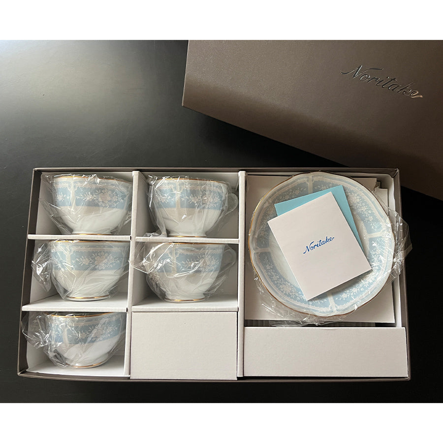 Noritake 蕾絲木金杯碟 5 件套