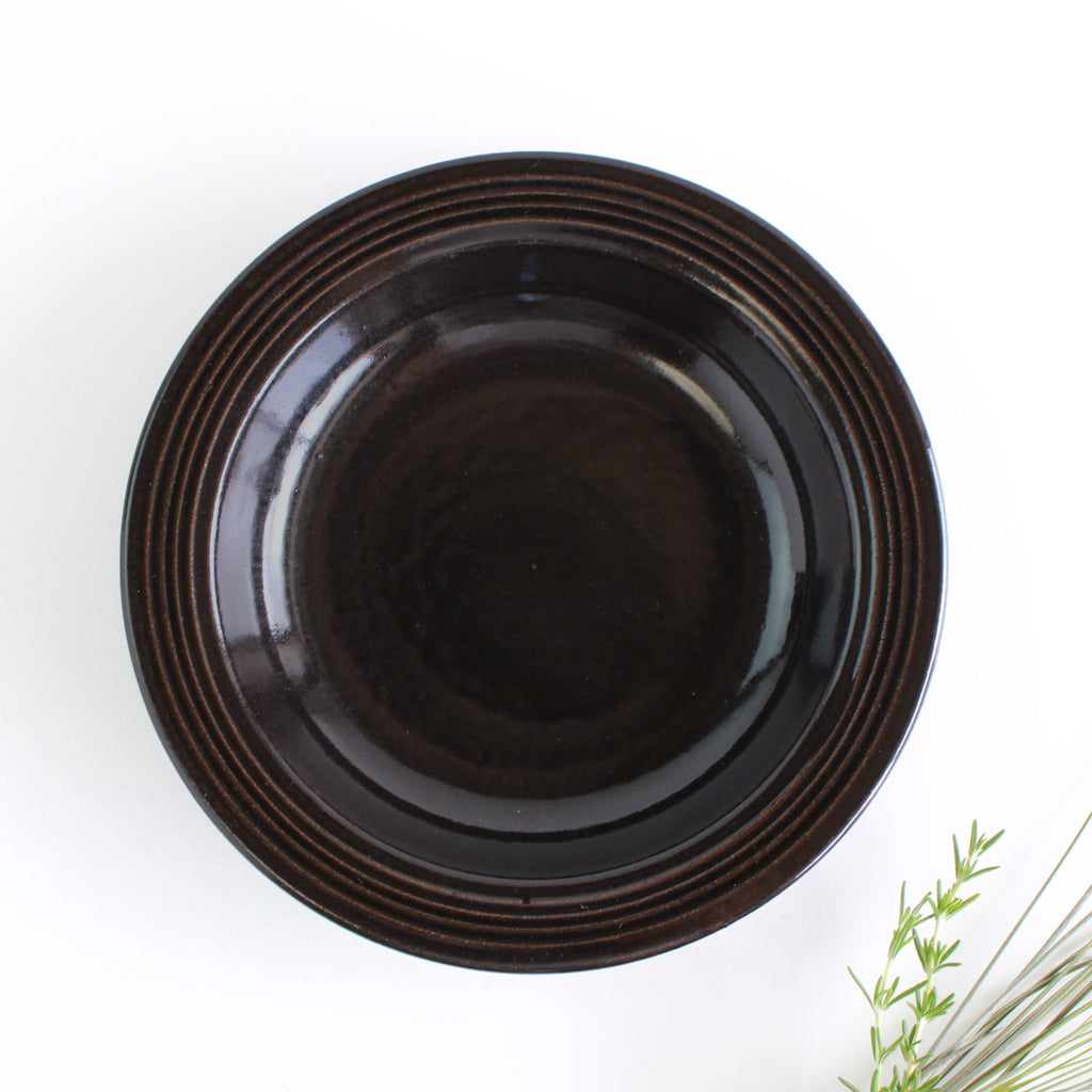 第四市場 Banko ware noce 9 吋深盤,黃色和黑色,兩件套裝