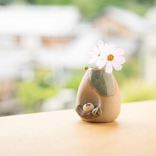 明山窯 【花瓶】 枝乗りふくろうミニ花入｜フラワーベース・一輪挿し  信楽焼