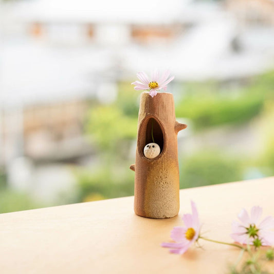 明山窯 【花瓶】 ふくろう付ミニ花入｜フラワーベース・一輪挿し  信楽焼